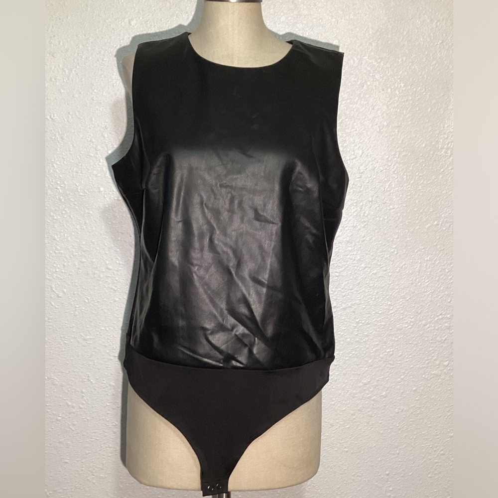 Express faux leather body blouse size XL